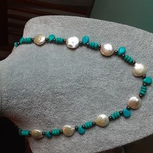 Freshwater Pearl and Turquoise Necklace